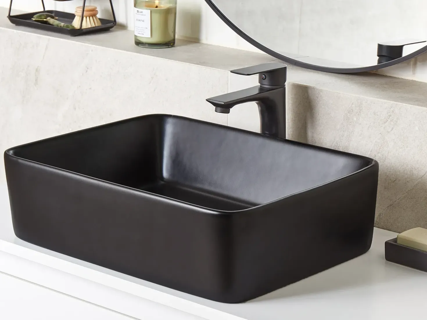 Lavabo da appoggio TRAVESIA 49 x 38 cm Ceramica Nero