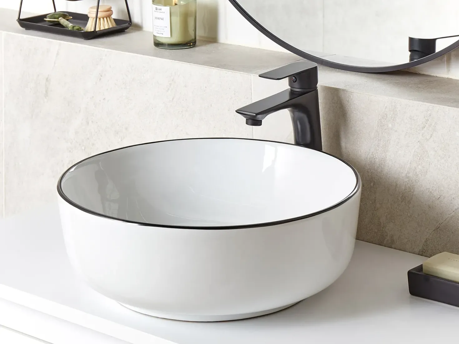 Lavabo da appoggio XERT ⌀ 42 cm Ceramica Bianco
