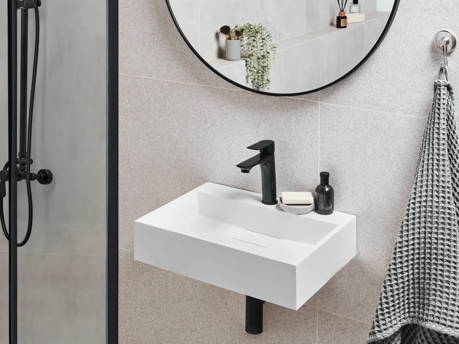 Lavabo sospeso QUENKO 50 x 38 cm Composito minerale Bianco