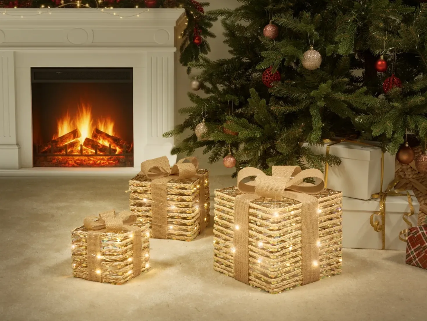 LED MOSSO Regali di Natale 20/25/30 cm Beige