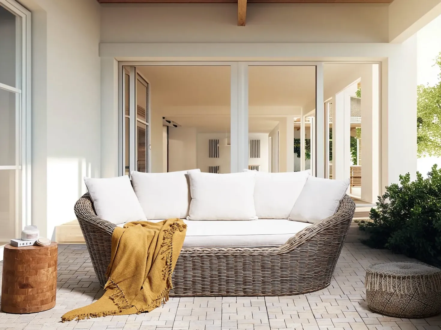 Lettino da giardino CAVO Rattan Naturale