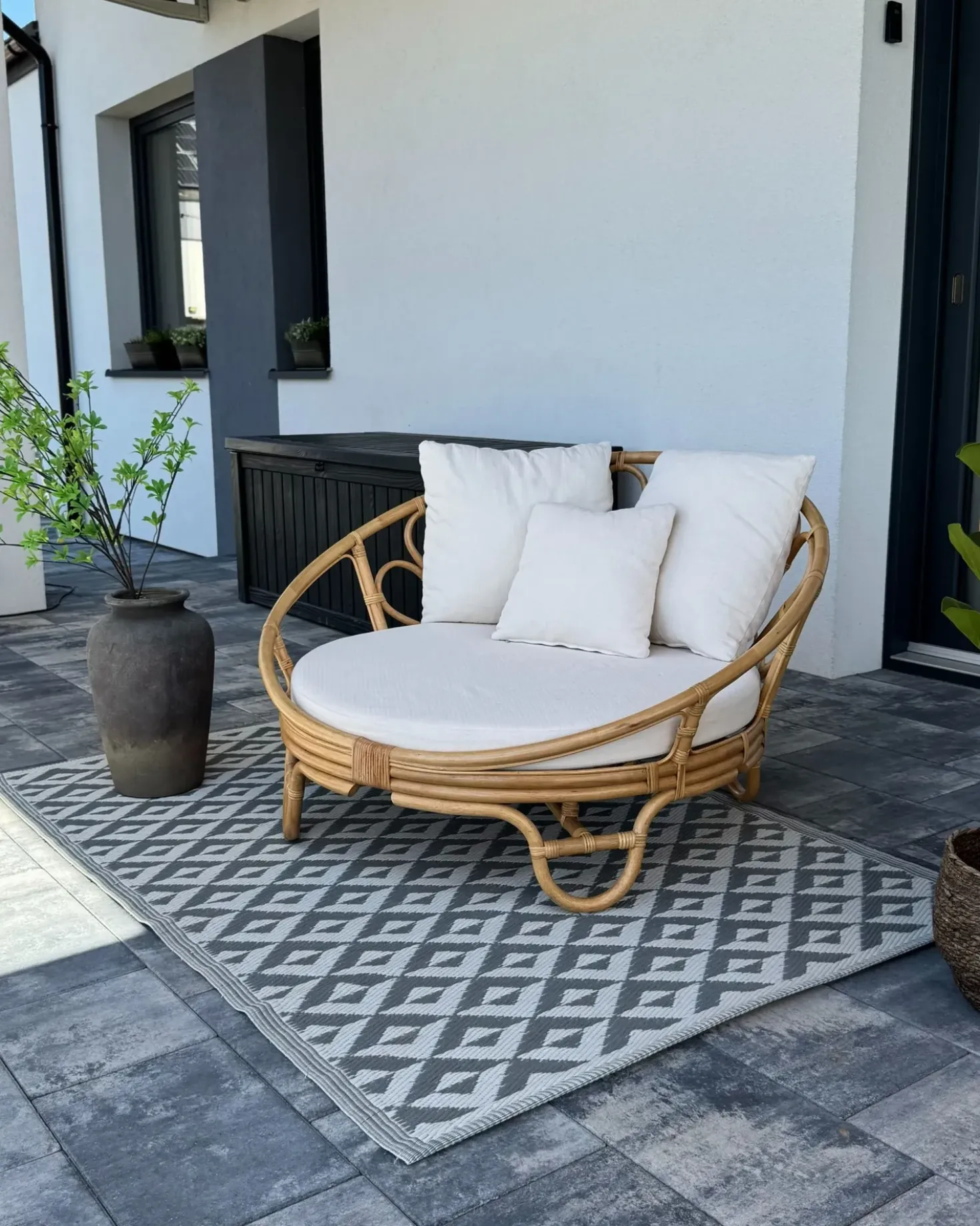 Lettino da giardino ROSSANO Rattan Naturale