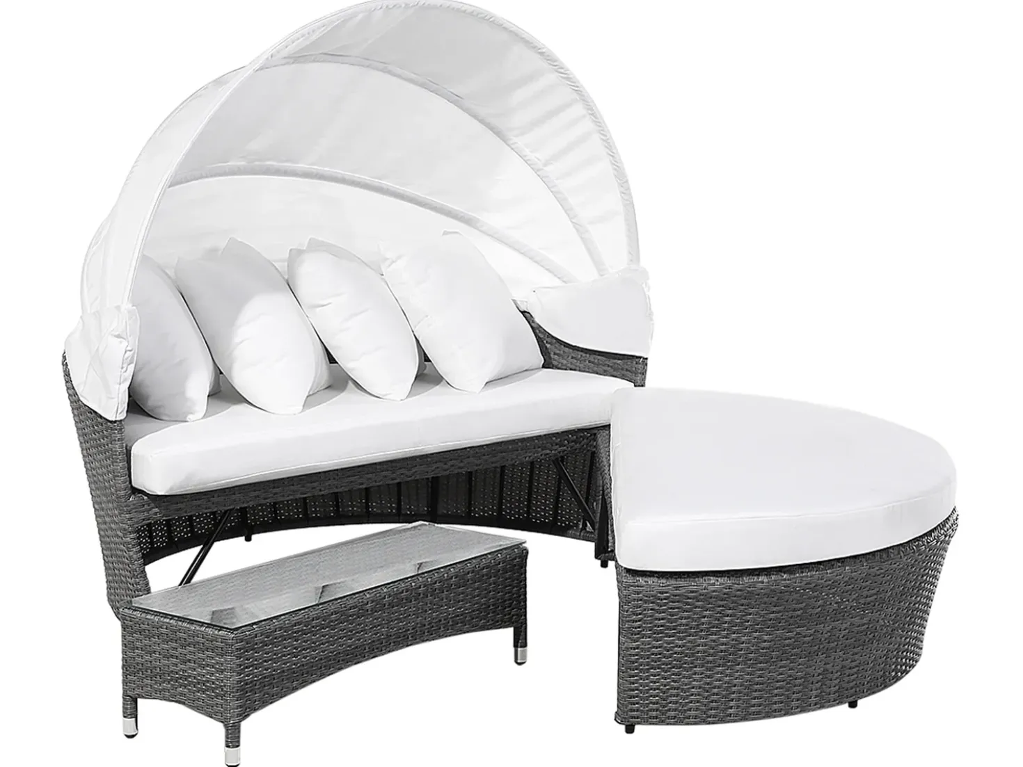 Lettino da giardino SYLT LUX Rattan sintetico (PE) Grigio