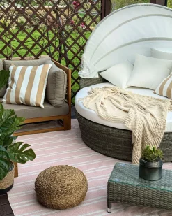 Lettino da giardino SYLT LUX Rattan sintetico (PE) Grigio
