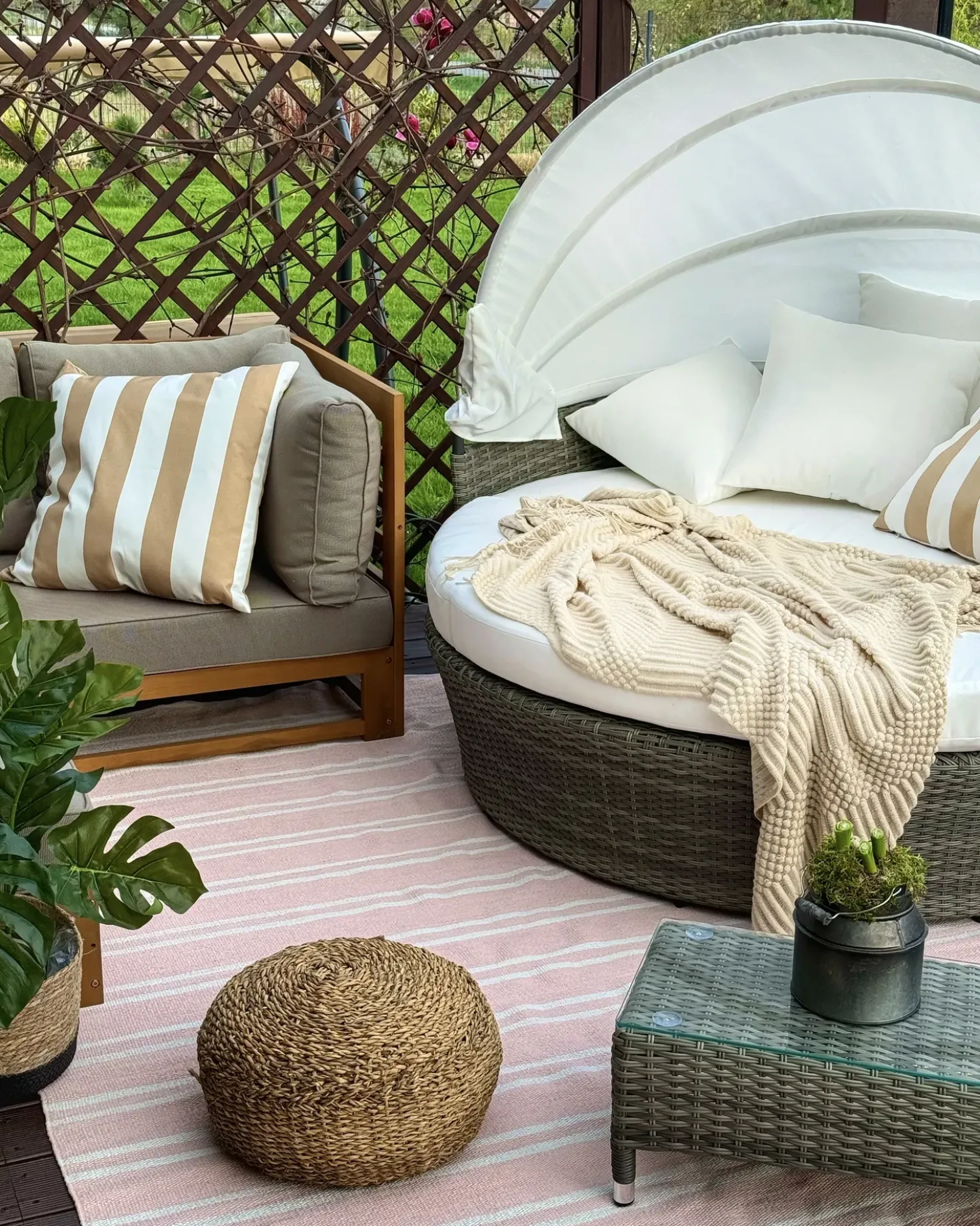 Lettino da giardino SYLT LUX Rattan sintetico (PE) Grigio
