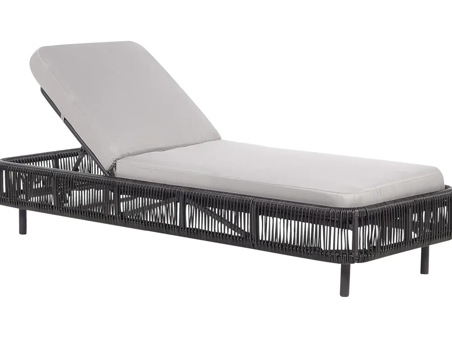 Lettino Prendisole con Cuscino OSINI Rattan sintetico (PE) Grigio