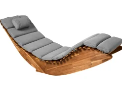 Lettino Prendisole con Cuscino BRESCIA PREMIUM Legno d'acacia Grigio melange