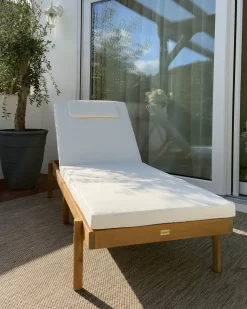 Lettino Prendisole con Cuscino MARCETELLI Legno d'acacia Bianco
