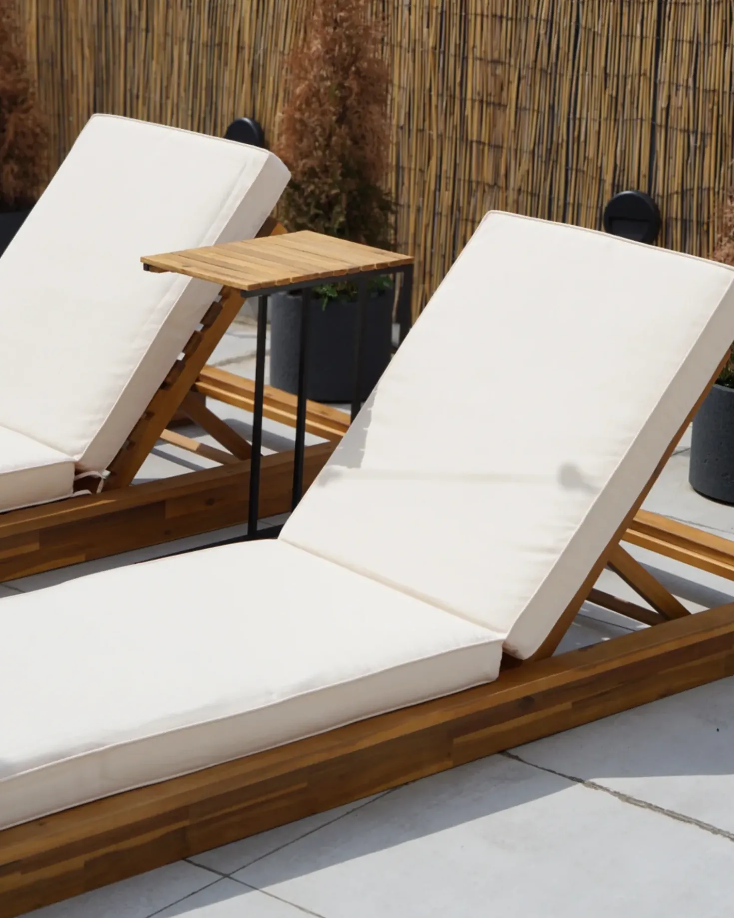 Lettino Prendisole con Cuscino GRANARI Legno d'acacia Marrone
