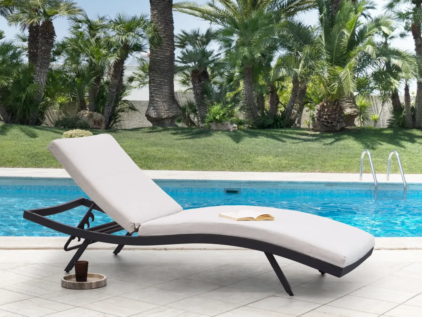 Lettino Prendisole con Cuscino AMELIA Metallo Beige chiaro