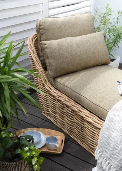 Lettino Prendisole con Cuscino BELSITO Rattan Naturale