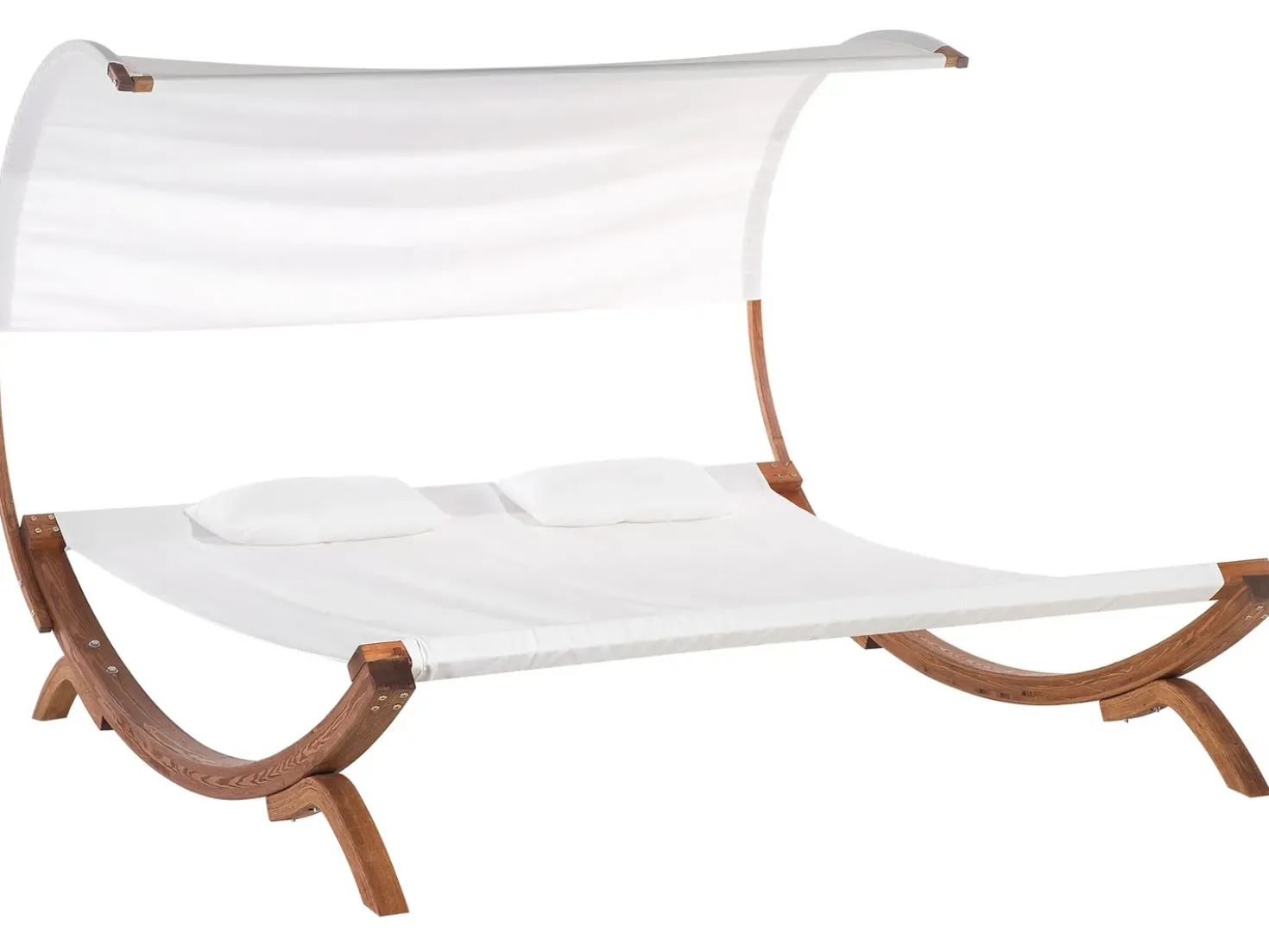 Lettino Prendisole con Cuscino TERAMO Legno di larice Bianco sporco