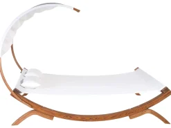 Lettino Prendisole con Cuscino TERAMO Legno di larice Bianco sporco