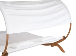 Lettino Prendisole con Cuscino TERAMO Legno di larice Bianco sporco