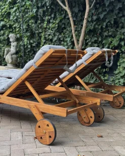 Lettino Prendisole con Cuscino CESANA PREMIUM Legno d'acacia Grigio chiaro