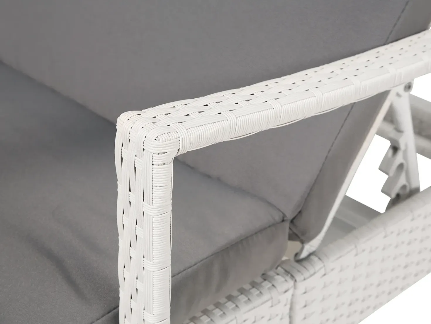 Lettino Prendisole con Cuscino VASTO Rattan sintetico (PE) Bianco