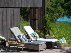 Lettino Prendisole con Cuscino VASTO Rattan sintetico (PE) Tortora