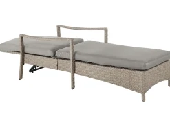 Lettino Prendisole con Cuscino VASTO Rattan sintetico (PE) Tortora