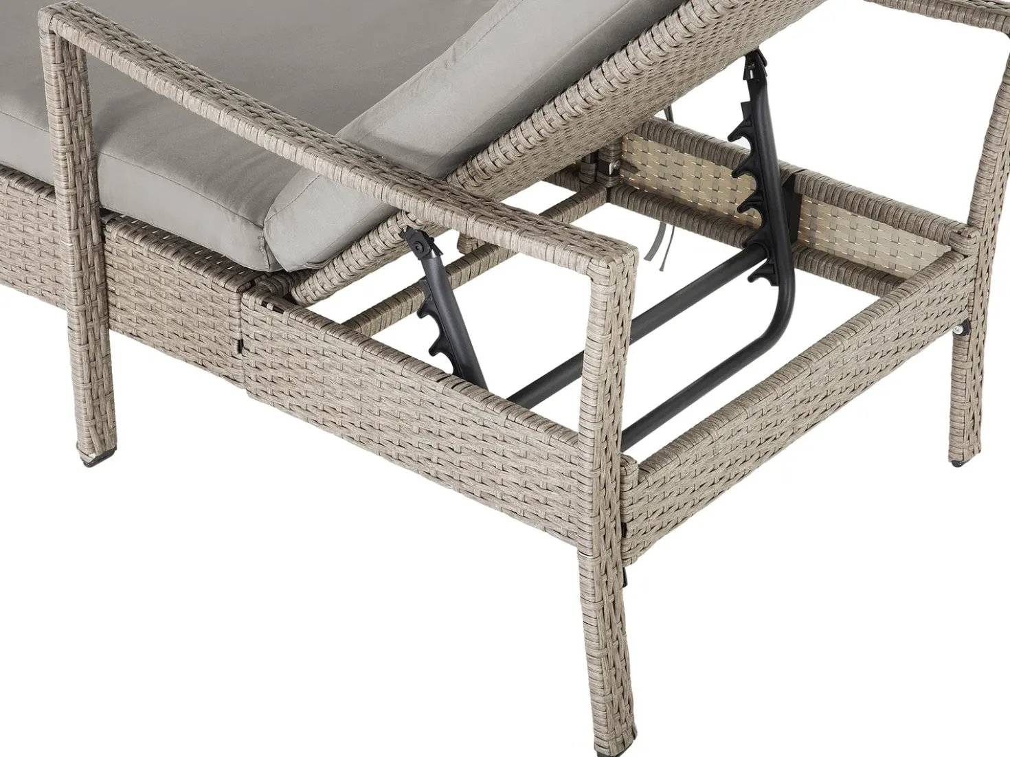 Lettino Prendisole con Cuscino VASTO Rattan sintetico (PE) Tortora