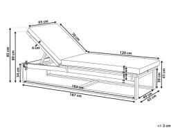Lettino Prendisole con Cuscino AZZANELLO Legno d'acacia Bianco sporco