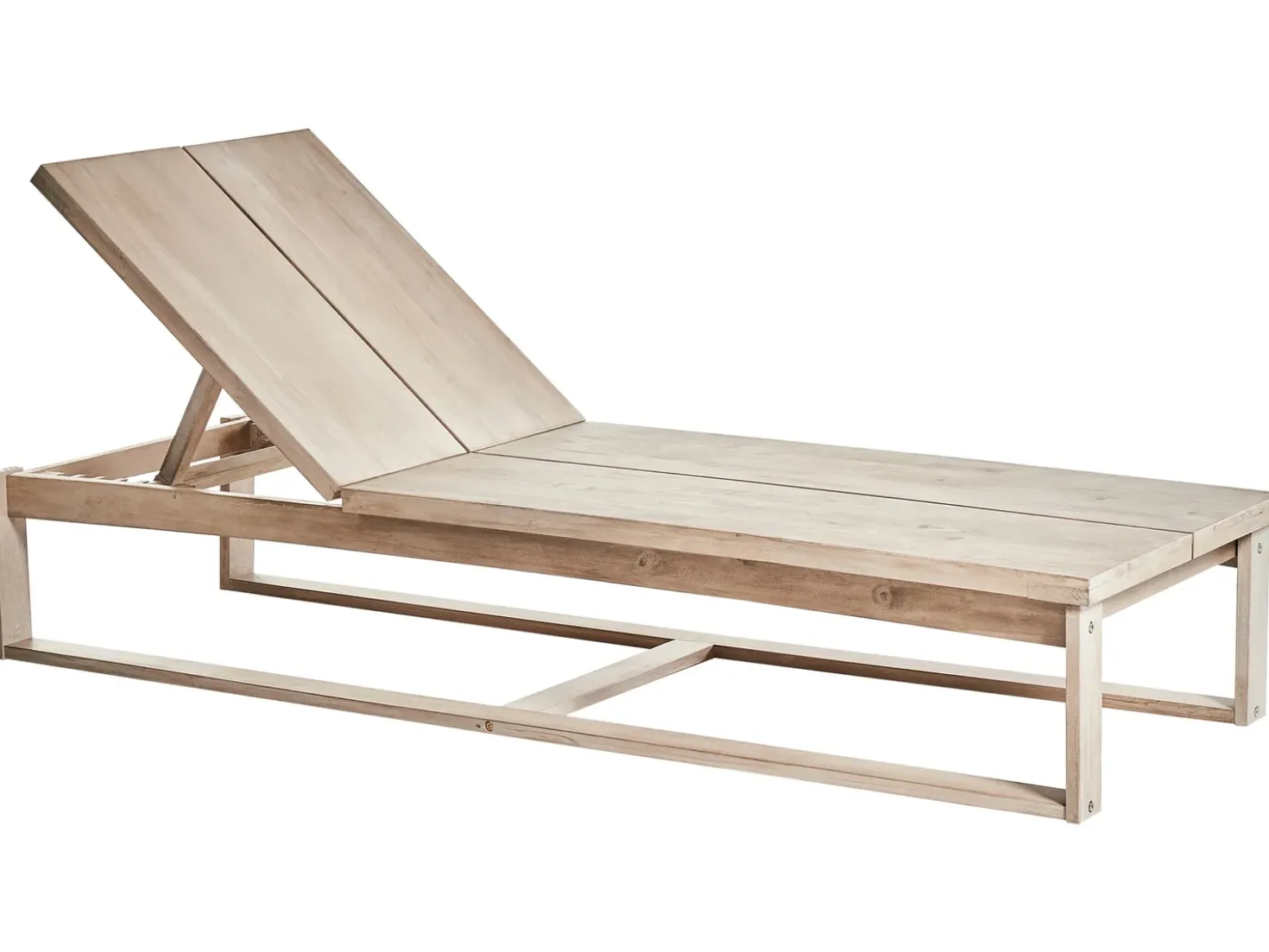 Lettino Prendisole con Cuscino AZZANELLO Legno d'acacia Bianco sporco