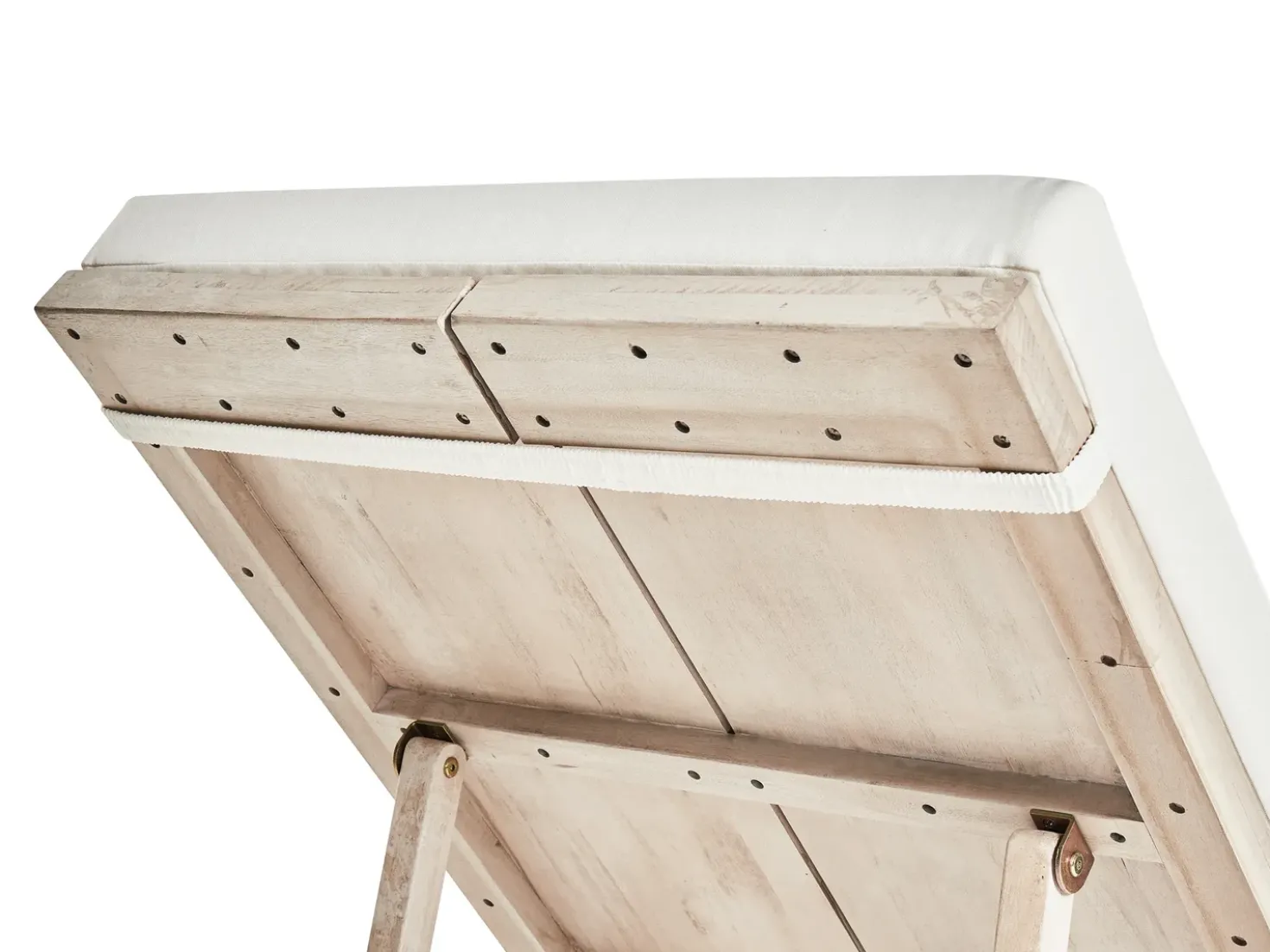 Lettino Prendisole con Cuscino AZZANELLO Legno d'acacia Bianco sporco
