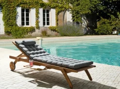 Lettino Prendisole con Cuscino CESANA PREMIUM Legno d'acacia Grigio melange