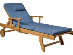 Lettino Prendisole con Cuscino JAVA PREMIUM Legno d'acacia Blu