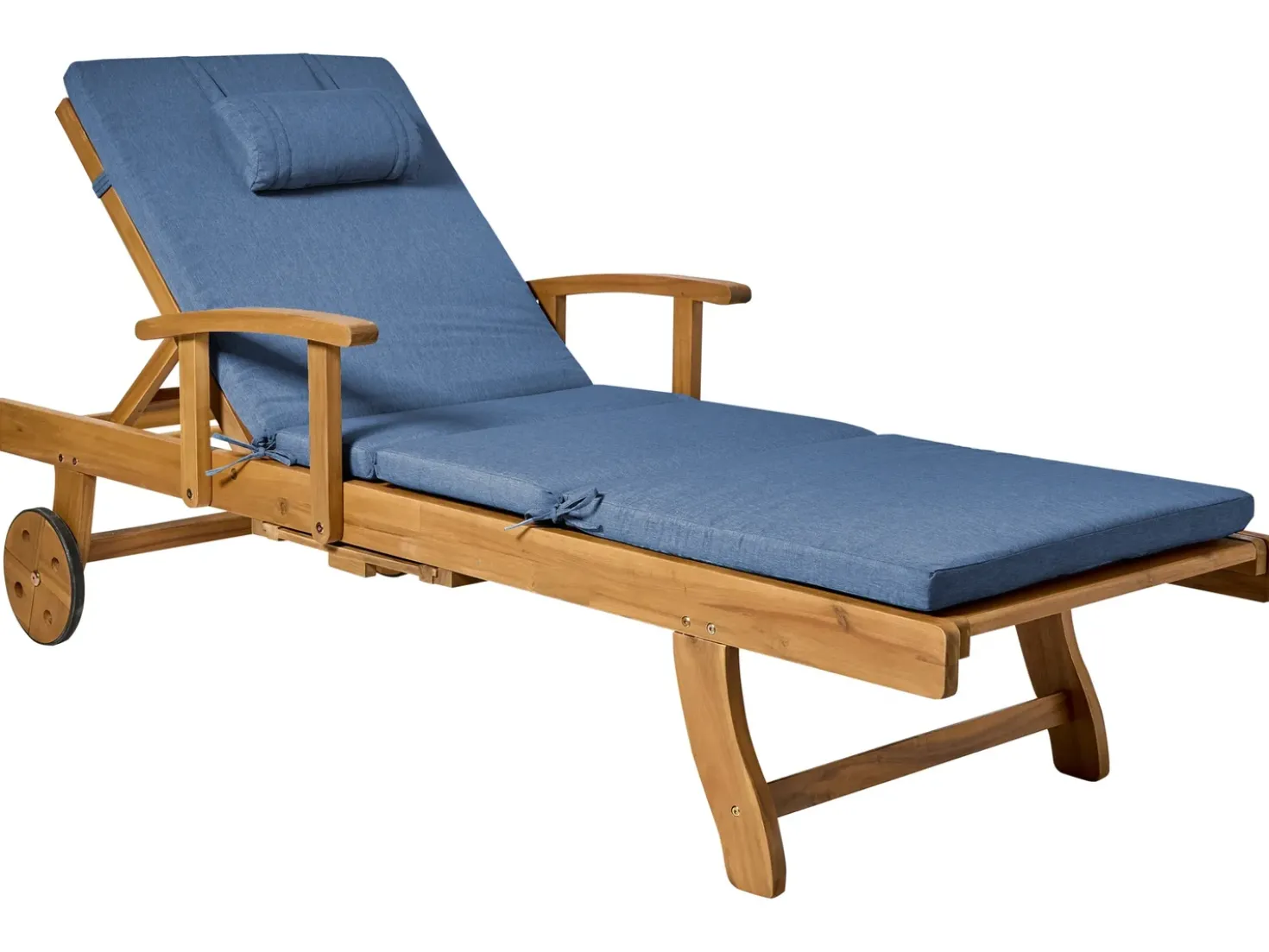 Lettino Prendisole con Cuscino JAVA PREMIUM Legno d'acacia Blu