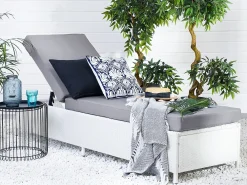 Lettino Prendisole con Cuscino TURIN Rattan sintetico (PE) Bianco