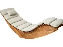 Lettino Prendisole con Cuscino BRESCIA PREMIUM Legno d'acacia Tortora