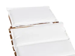 Lettino Prendisole con Cuscino LUINO Legno d'acacia Bianco sporco