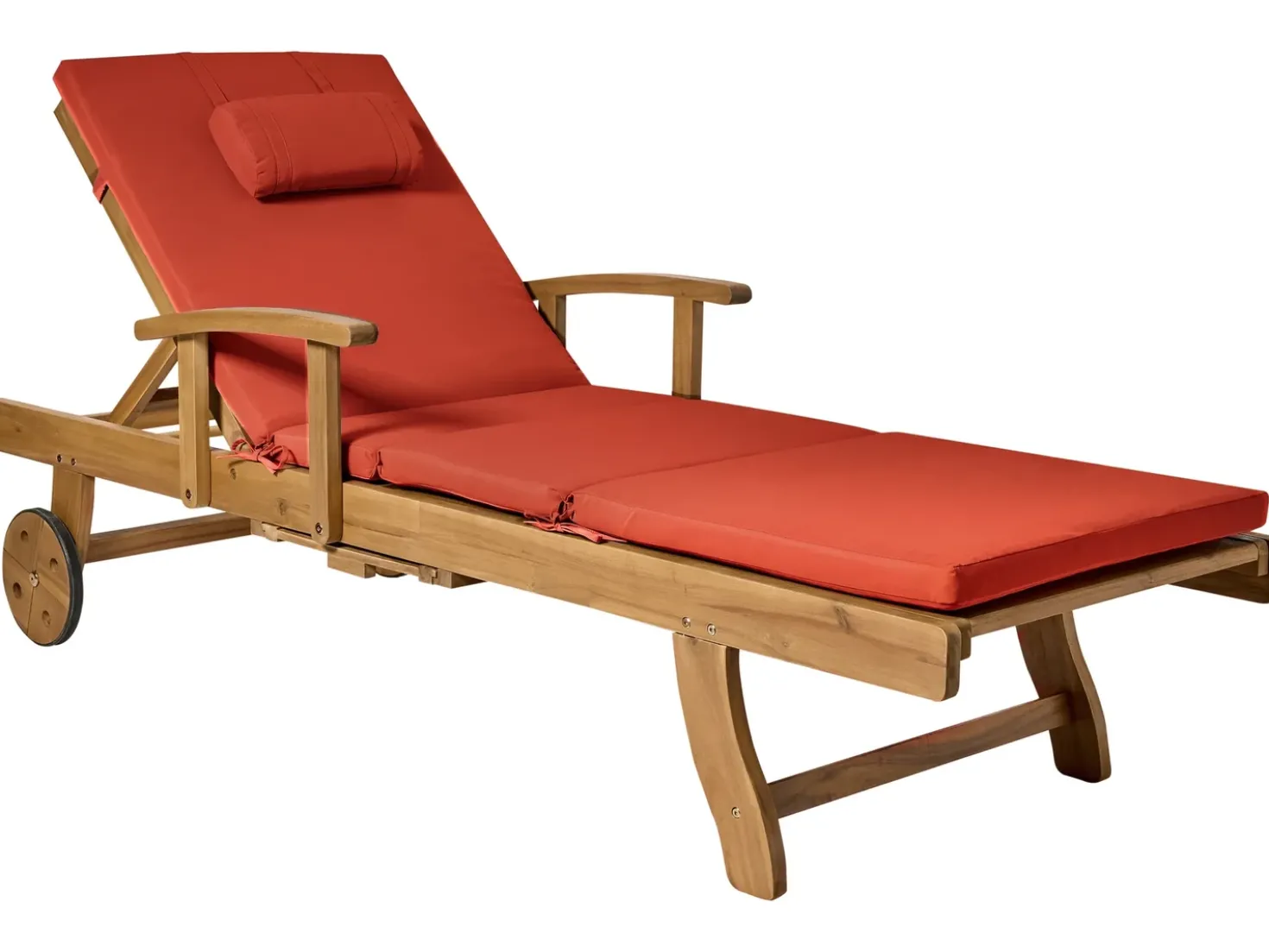 Lettino Prendisole con Cuscino JAVA PREMIUM Legno d'acacia Rosso