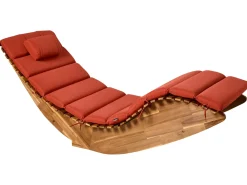 Lettino Prendisole con Cuscino BRESCIA PREMIUM Legno d'acacia Rosso