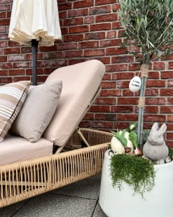 Lettino Prendisole con Cuscino OSINI Rattan sintetico (PE) Beige
