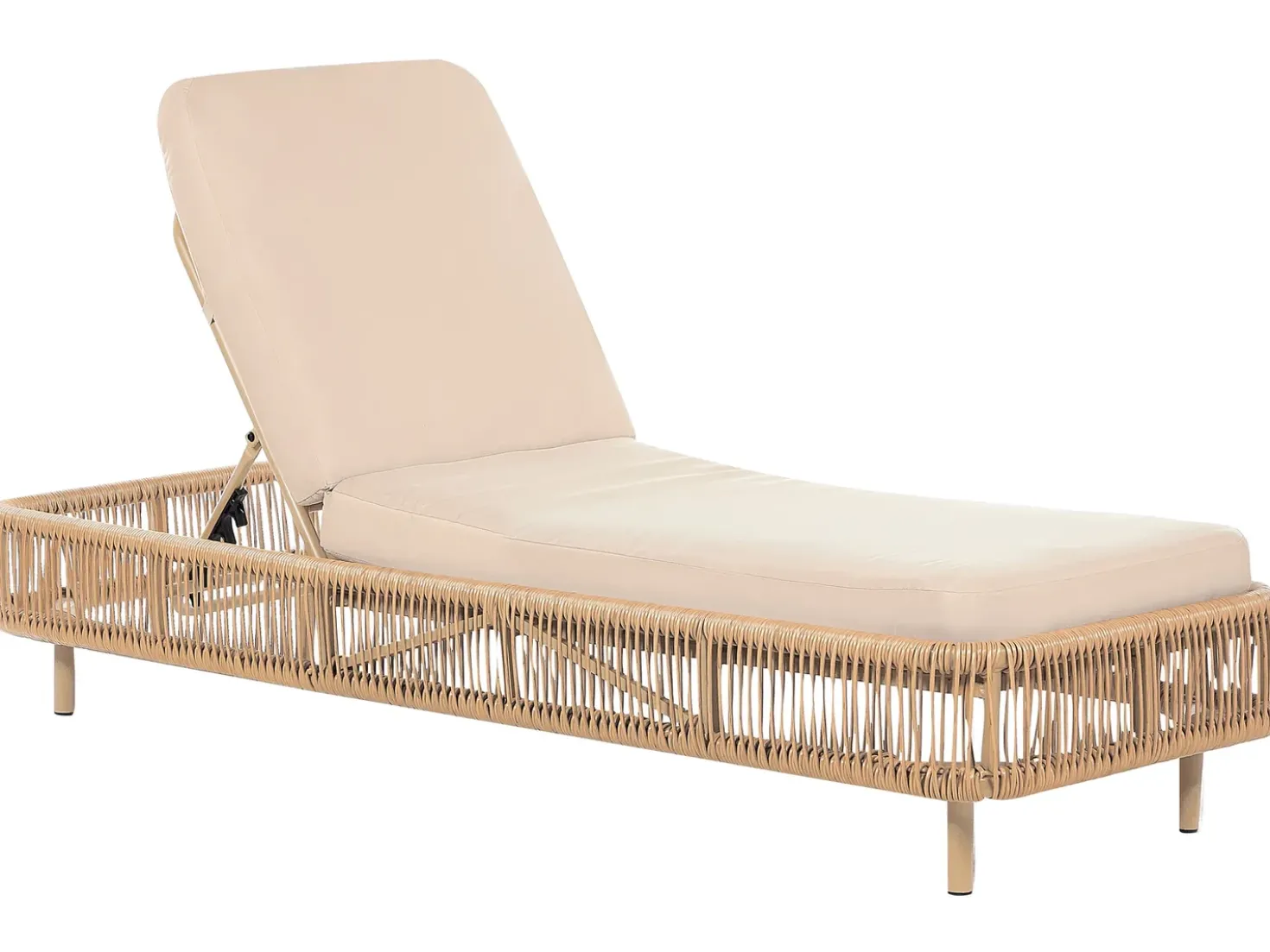 Lettino Prendisole con Cuscino OSINI Rattan sintetico (PE) Beige