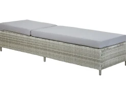 Lettino Prendisole con Cuscino TURIN Rattan sintetico (PE) Grigio