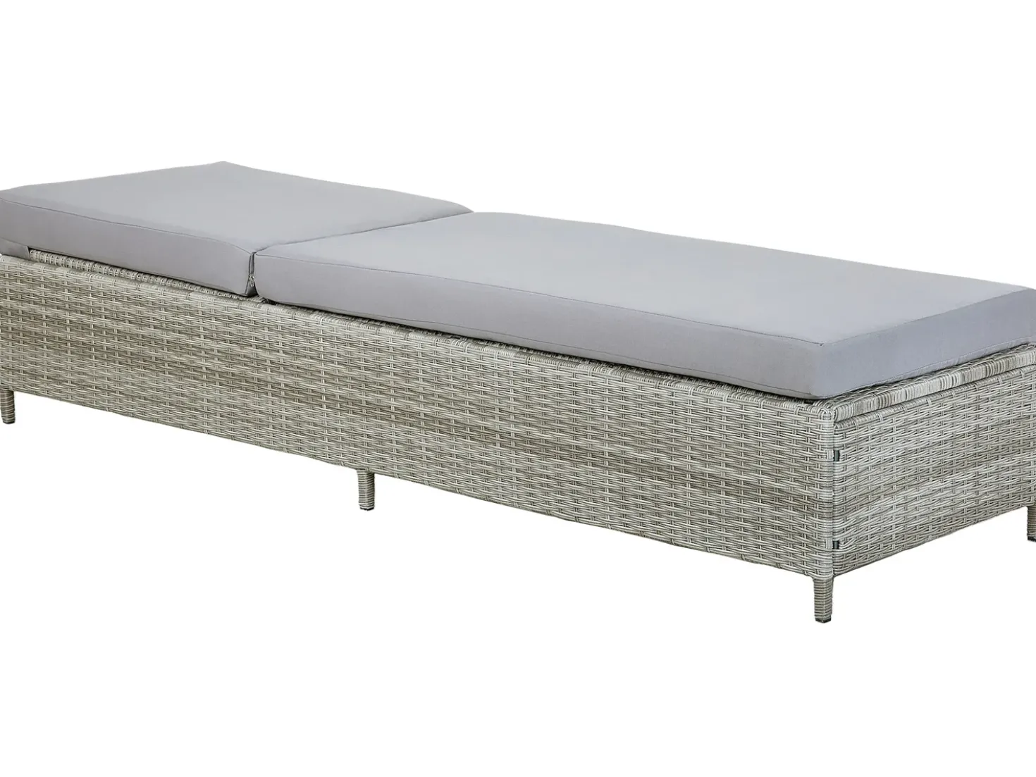 Lettino Prendisole con Cuscino TURIN Rattan sintetico (PE) Grigio
