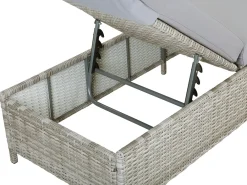 Lettino Prendisole con Cuscino TURIN Rattan sintetico (PE) Grigio