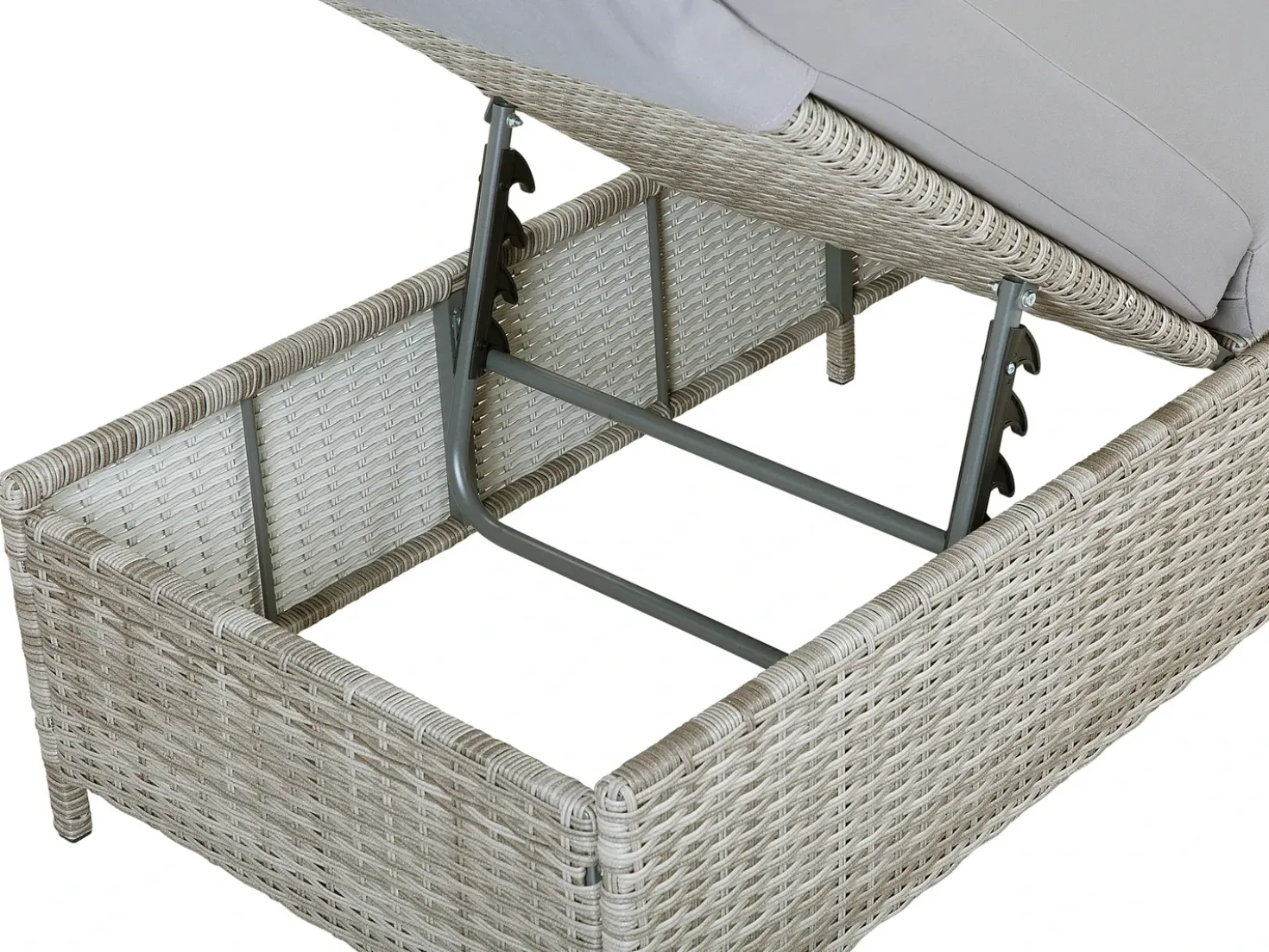 Lettino Prendisole con Cuscino TURIN Rattan sintetico (PE) Grigio