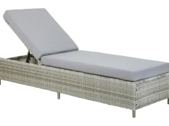 Lettino Prendisole con Cuscino TURIN Rattan sintetico (PE) Grigio