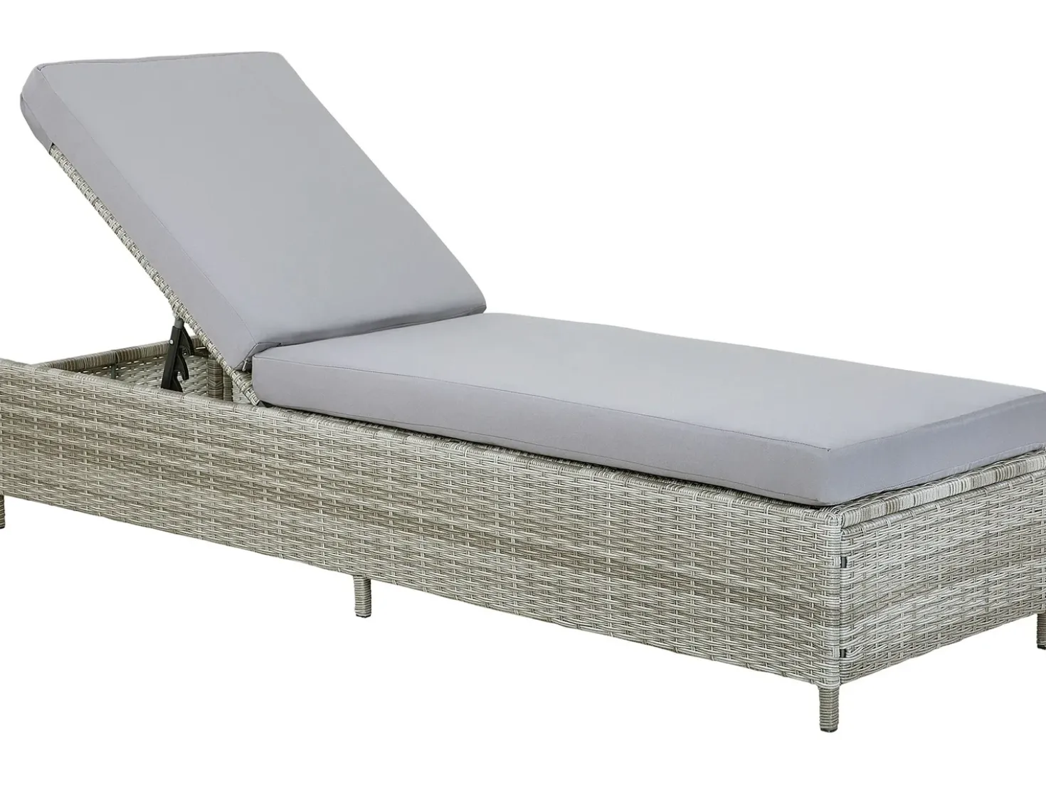 Lettino Prendisole con Cuscino TURIN Rattan sintetico (PE) Grigio