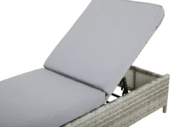 Lettino Prendisole con Cuscino TURIN Rattan sintetico (PE) Grigio