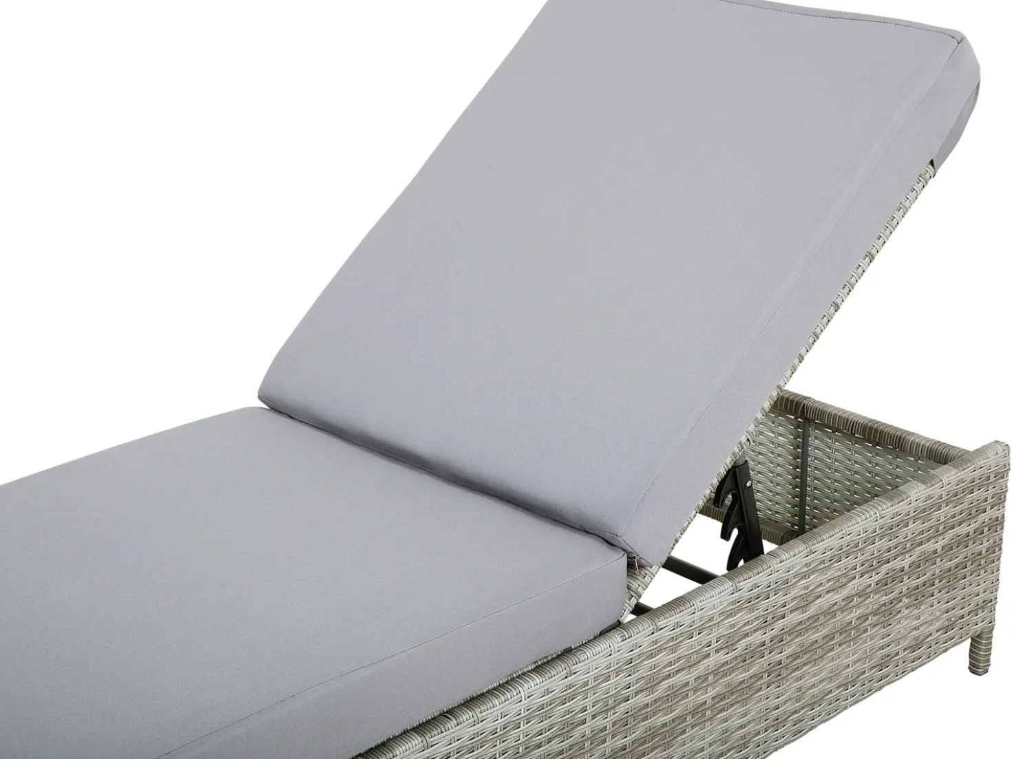 Lettino Prendisole con Cuscino TURIN Rattan sintetico (PE) Grigio