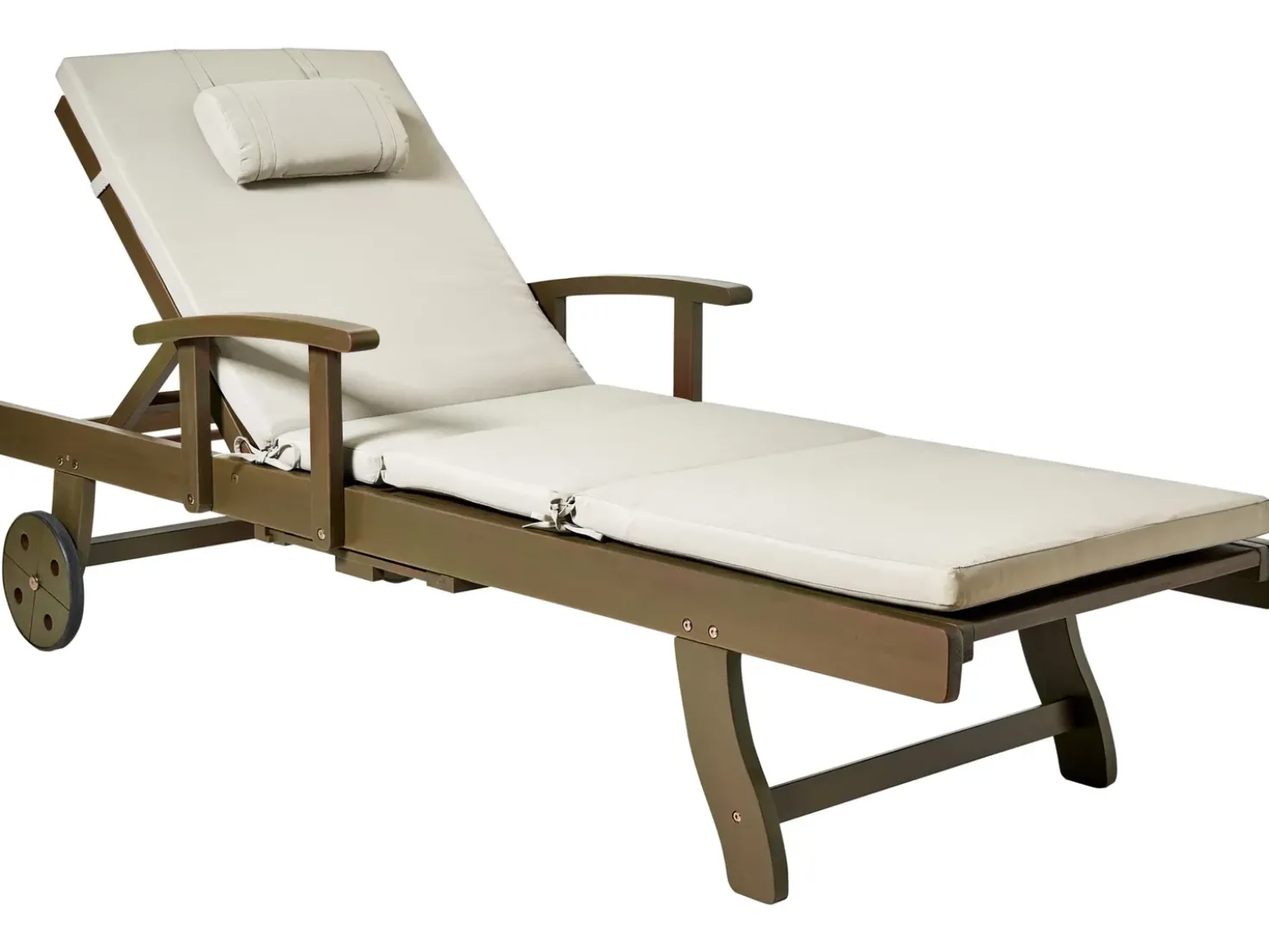 Lettino Prendisole con Cuscino AMANTEA PREMIUM II Legno d'acacia Tortora