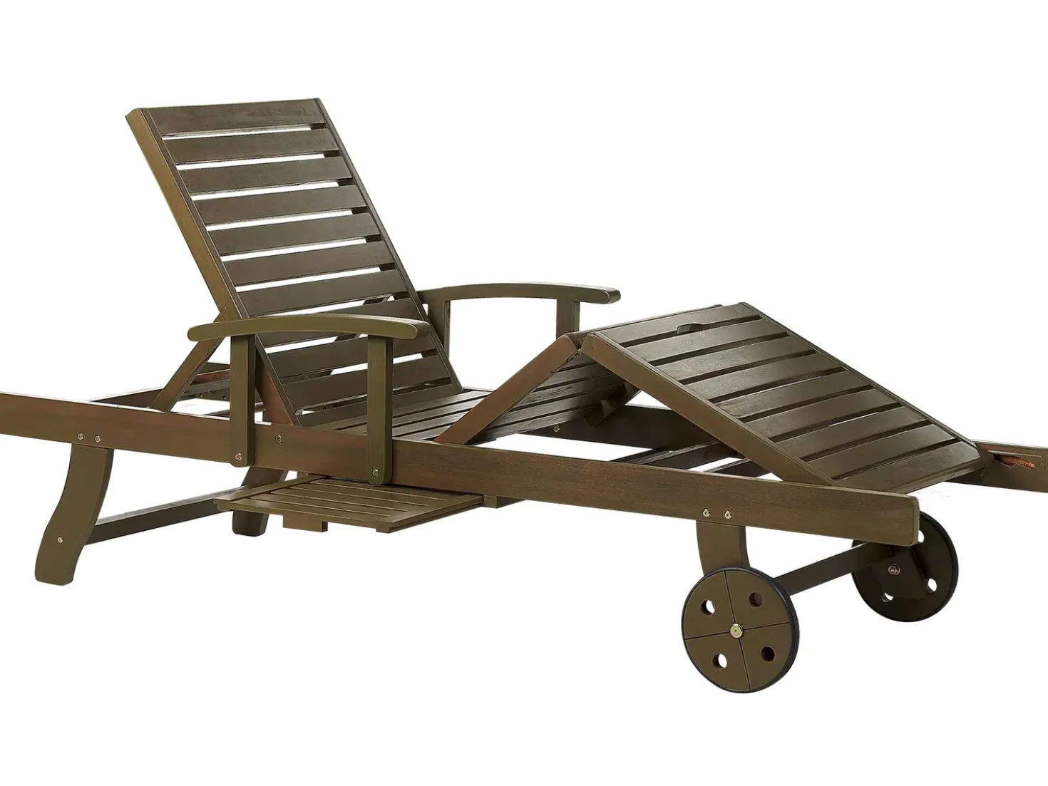 Lettino Prendisole con Cuscino AMANTEA PREMIUM II Legno d'acacia Tortora