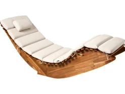 Lettino Prendisole con Cuscino BRESCIA PREMIUM Legno d'acacia Beige chiaro