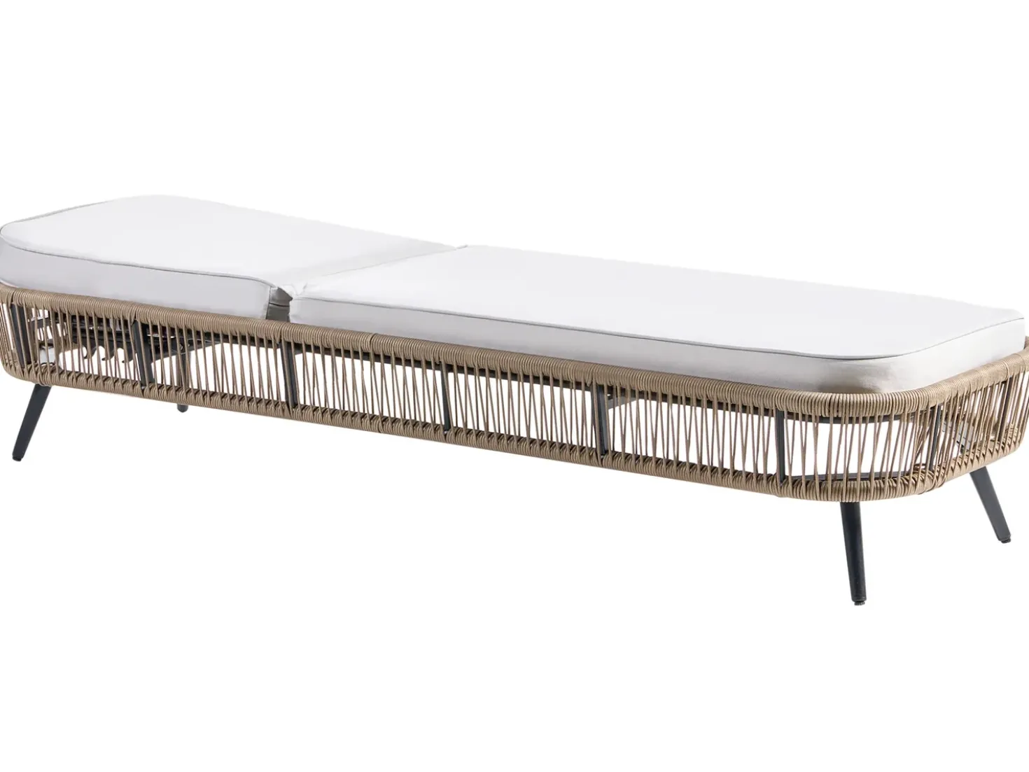 Lettino Prendisole con Cuscino ZERI Rattan sintetico (PE) Beige chiaro