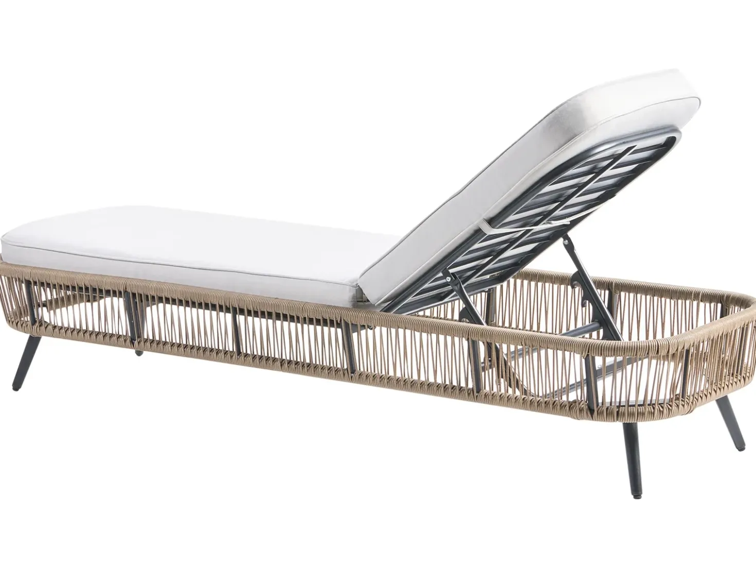 Lettino Prendisole con Cuscino ZERI Rattan sintetico (PE) Beige chiaro