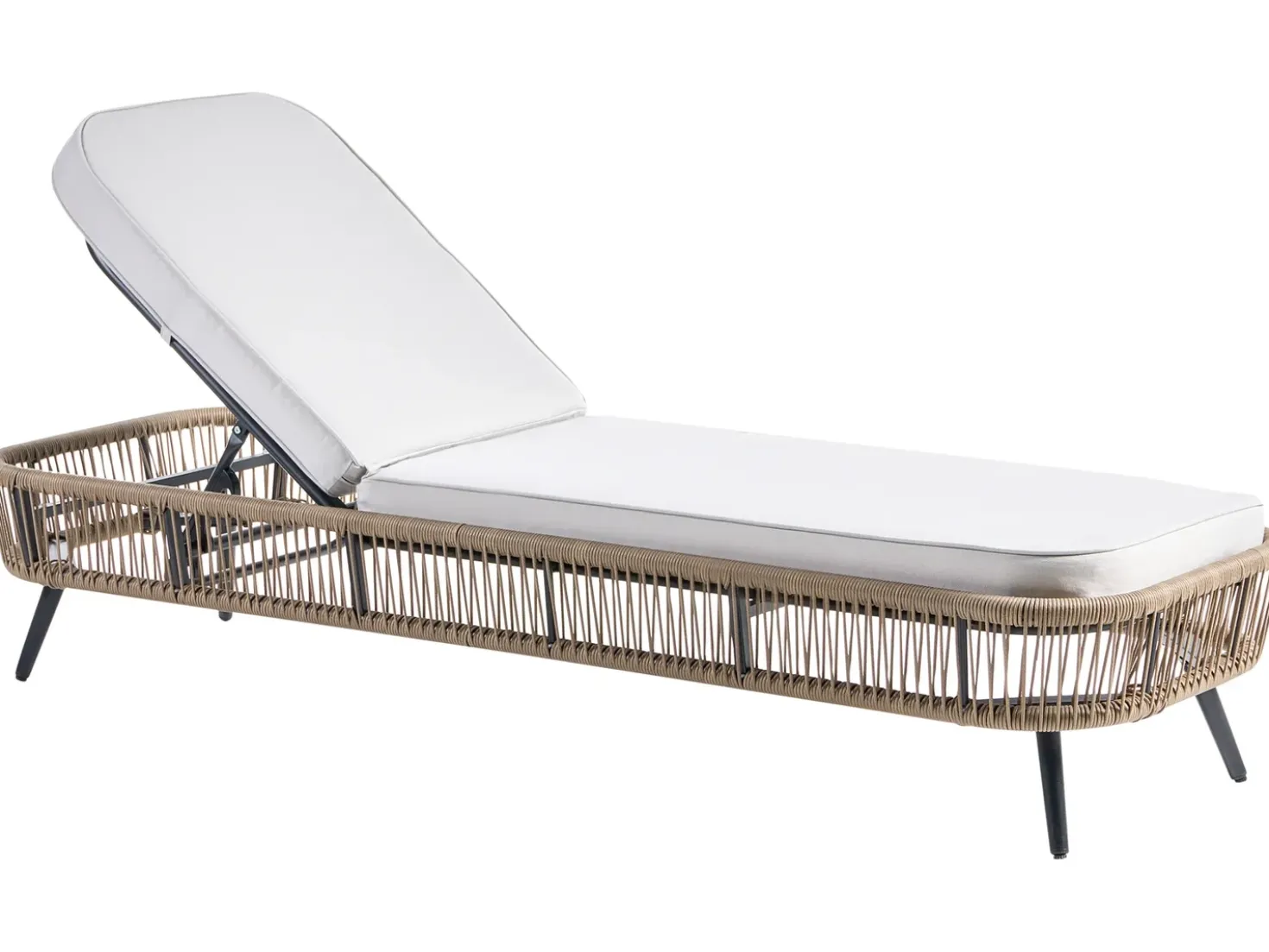 Lettino Prendisole con Cuscino ZERI Rattan sintetico (PE) Beige chiaro